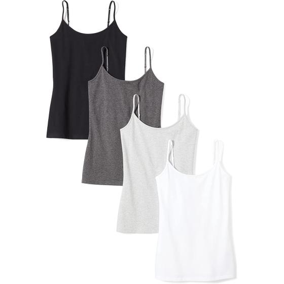 Amazon Essentials Women's Slim-Fit Camisole, Pack of 4