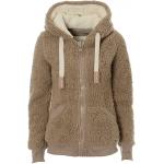 kooosin Women's New hooded sherpa jacket women Casual Winter Warm Soft Teddy Coat Zip Up Hooded Sweatshirt Jacket Coat