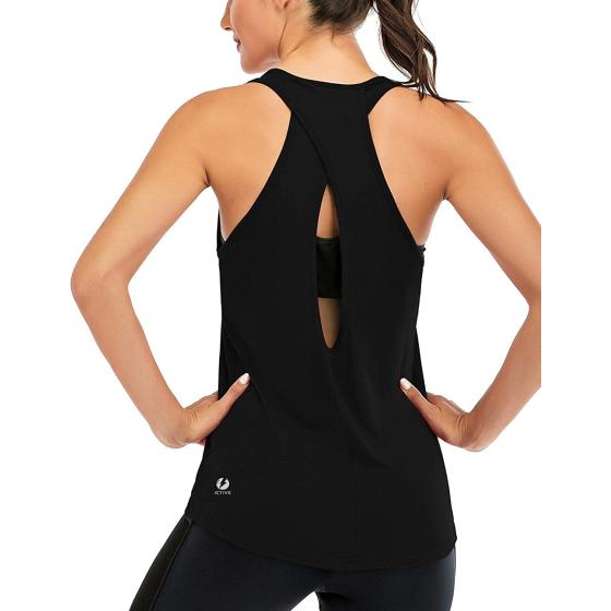 ICTIVE Womens Cross Backless Workout Tops for Women Racerback Tank Tops Open Back Running Tank Tops Muscle Tank Yoga Shirts