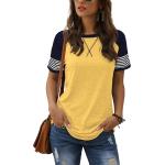 Adibosy Women's Short Sleeve Tops Leopard Color Block T Shirt Casual Tunic Crew Neck Striped Shirts S-XXL