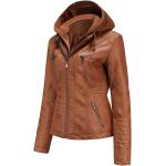 Tagoo Faux Leather Jacket Women Motorcycle Coat for Biker with Removable Hood Plus Size