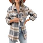 Lviefent Womens Casual Wool Blend Plaid Flannel Shackets Jacket Button Down Shirt Coat