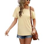 JINKESI Women's Short Sleeve Tunic Tops Casual Summer Cold Shoulder Blouse Shirts