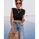 The Drop Women's Black Padded Shoulder Crop Top by @lucyswhims