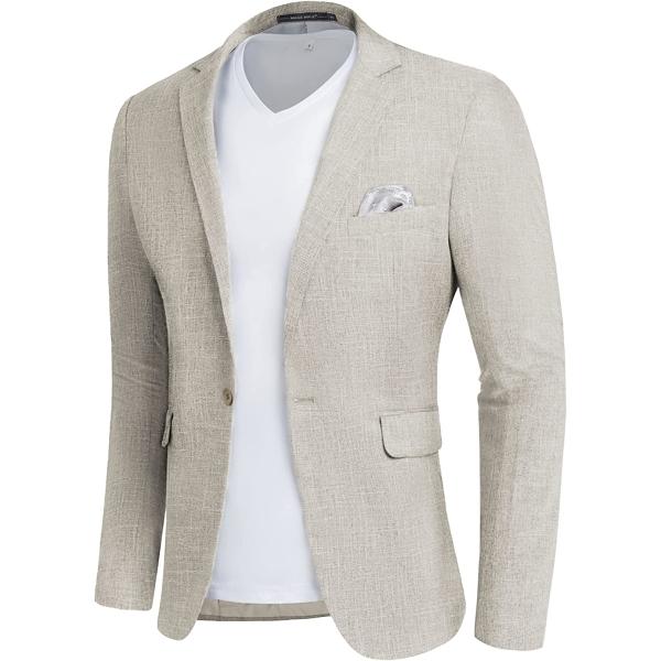 MAGE MALE Men's Slim Fit Blazer Jackets Suit One Button Lightweight Sport Coats Casual Blazer