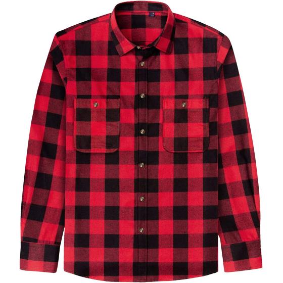 J.Ver Men's Flannel Plaid Shirts Long Sleeve Regular Fit Casual Button Down Shirt