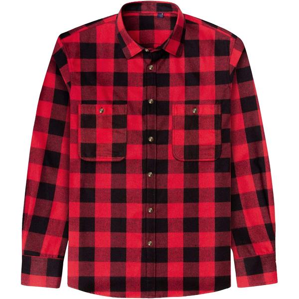 J.Ver Men's Flannel Plaid Shirts Long Sleeve Regular Fit Casual Button Down Shirt