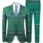 MAGE MALE Men’s Plaid Suit Slim Fit 3-Piece Leisure Suit One Button Blazer Dress Business Wedding Party Jacket Vest & Pants