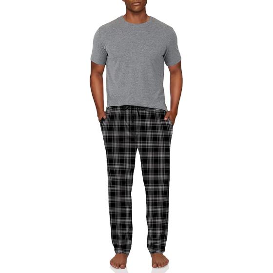 Fruit of the Loom Men's Fleece Sleep Pant and Knit Top Sleep Set