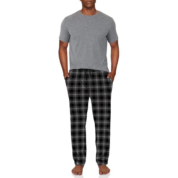 Fruit of the Loom Men's Fleece Sleep Pant and Knit Top Sleep Set