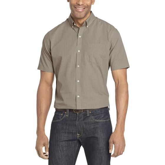 Van Heusen Men's Wrinkle Free Short Sleeve Button Down Check Shirt