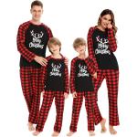 SWOMOG Matching Family Christmas Pajamas Printed Long Sleeve Tee and Plaid Pants Loungewear