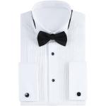 Gollnwe Men's Tuxedo Shirt Wing Collar French Cuffs with Cufflinks and Bow Tie