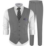 MAGE MALE Men's Linen 2 Piece Suit Slim Fit Wedding Groomsmen Summer Vest Pants Set with Pocket Square