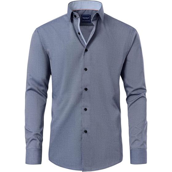 Gollnwe Men's Long Sleeve Slim Fit Casual Shirts Contrast Collar and Convertible Cuffs Dress Shirt