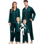 SWOMOG Family Matching Silk Satin Pajamas Button Down Sleepwear Long Sleeve Silky Nightwear 2 Pcs Pj Set