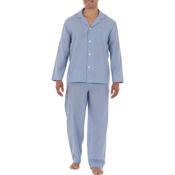 Fruit of the Loom Men's Long Sleeve Broadcloth Pajama Set
