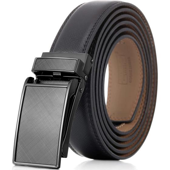 Marino Avenue Men’s Genuine Leather Ratchet Dress Belt with Linxx Buckle - Gift Box
