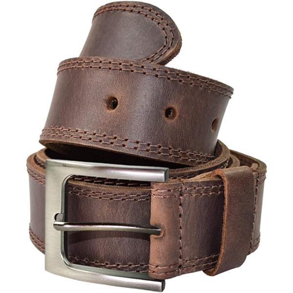 Hide & Drink, Rustic Handmade Full Grain Leather Men's Belt, Two Row Stitch Stylish Design - Everyday Belts for Men
