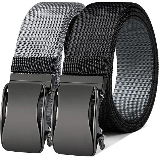 BULLIANT Mens Ratchet Belt Reversible,Web Nylon Belt for Men Casual Golf Dress Pants,One Belt Rotating for 2 Colors