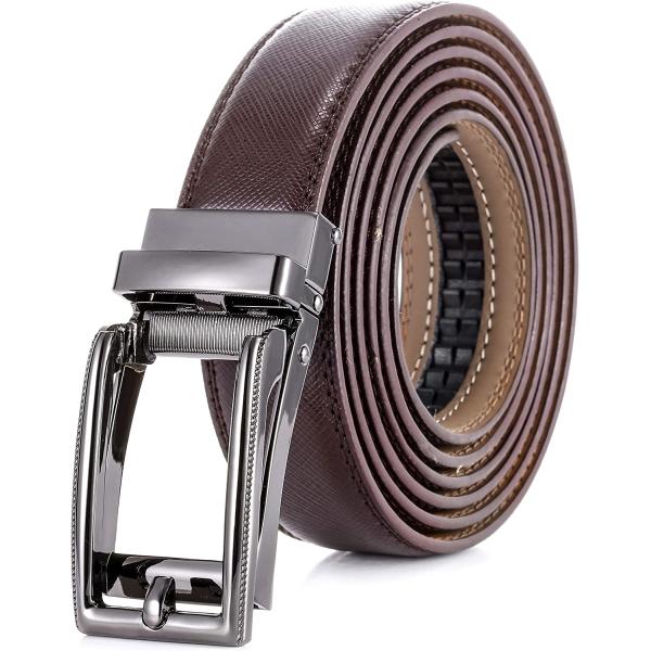 Marino Avenue Mens Genuine Leather Ratchet Dress Belt with Open Linxx Buckle