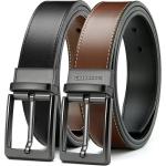 CHAOREN Reversible Belt for Men - Mens Belt Leather 1 3/8" Black & Brown for Dress Pants - Adjustable Belt Trim to Fit