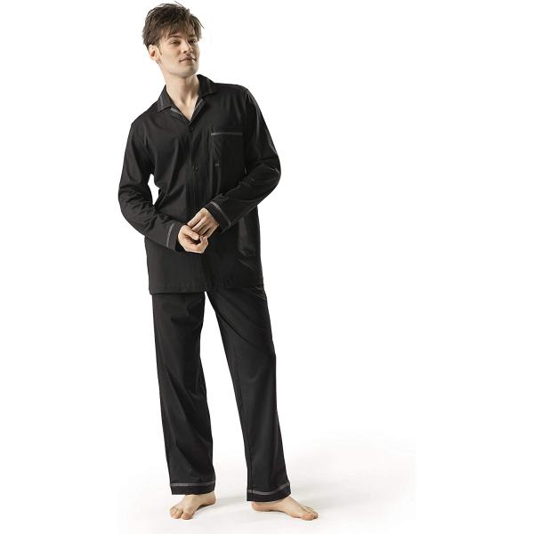 DAVID ARCHY Men's Pajama Set Mercerized Cotton Sleepwear Long Sleeve Top & Bottom Loungewear PJs