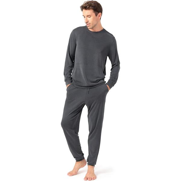 DAVID ARCHY Men's Henley Collar Polar Fleece Pajamas Set Cozy Pjs Ultra Soft Loungewear Lightweight Casual Sleepwear for Men