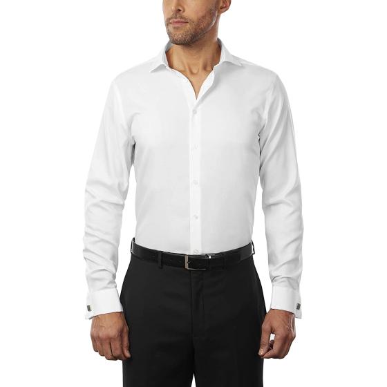 Calvin Klein Men's Dress Shirt Slim Fit Non Iron Solid French Cuff