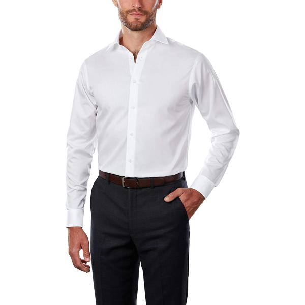 Calvin Klein Men's Dress Shirt Regular Fit Non Iron Herringbone