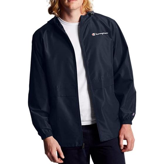 Champion mens Stadium Full Zip Jacket, Left Chest Script Jacket, Black-549369, Large US