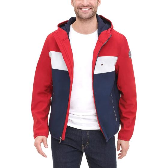Tommy Hilfiger Men's Lightweight Water Resistant Breathable Hooded Performance Softshell Jacket
