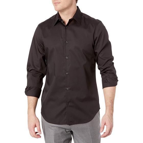 Perry Ellis Men's Long Sleeve Twill Noniron Medium Spread Collar Shirt