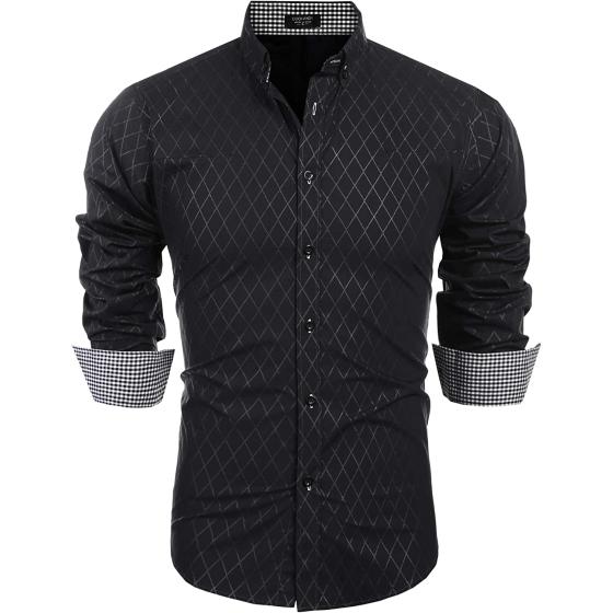Coofandy Men's Business Dress Shirt Long Sleeve Casual Slim Fit Button Down Shirt