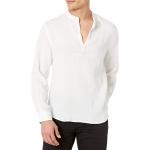 Perry Ellis Men's Long Sleeve Solid Linen Popover Shirt