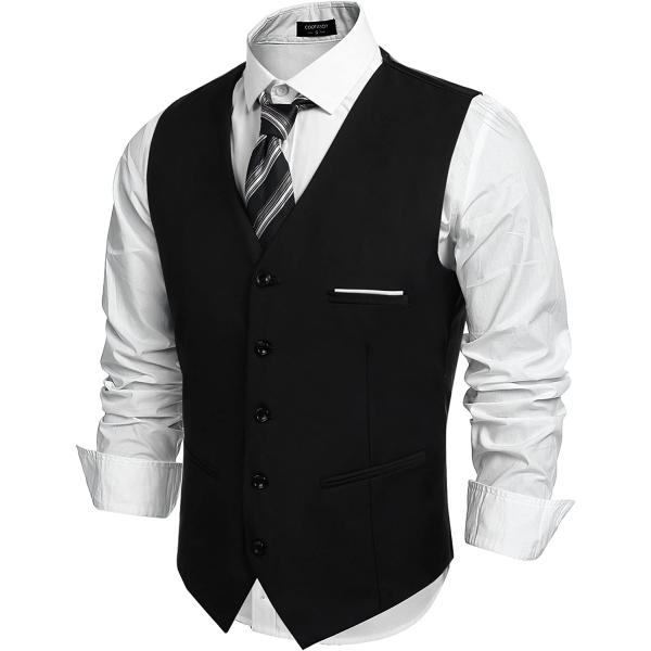 COOFANDY Men's V-Neck Suit Vests Fashion Formal Slim Fit Business Dress Vest Waistcoat