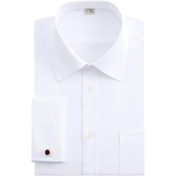 J.Ver Men's French Cuff Dress Shirts Regular Fit Long Sleeve Spead Collar Metal Cufflink