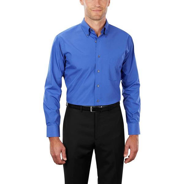 Van Heusen Men's Dress Shirts Regular Fit Silky Poplin Solid