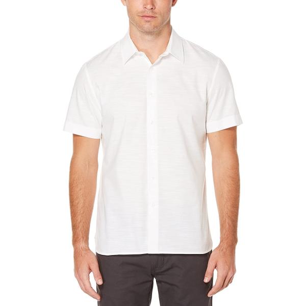 Perry Ellis Men's ?Short Sleeve Solid Slub Texture Shirt