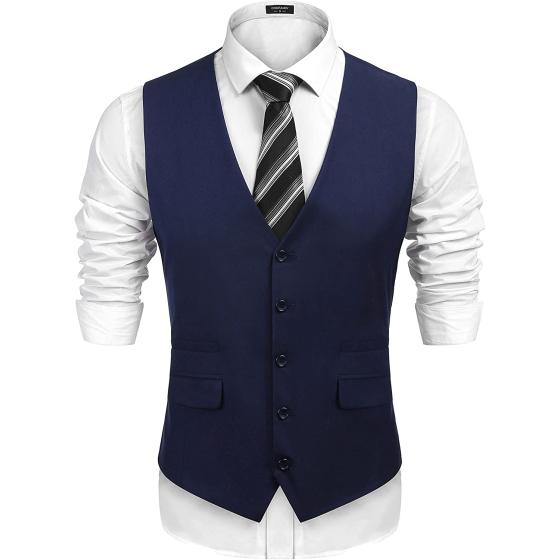 COOFANDY Men's Business Suit Vest,Slim Fit Skinny Wedding Waistcoat