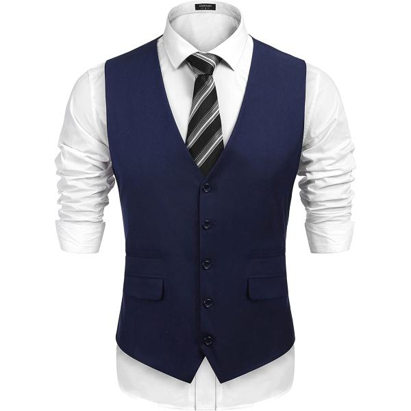 COOFANDY Men's Business Suit Vest,Slim Fit Skinny Wedding Waistcoat