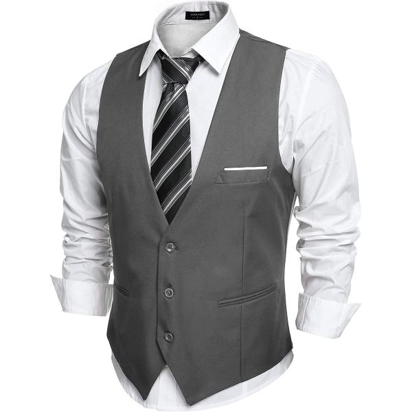COOFANDY Men's V-Neck Sleeveless Slim Fit Jacket Casual Suit Vests Business Vest Suit