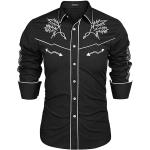 COOFANDY Men's Western Cowboy Shirt Embroidered Long Sleeve Cotton Casual Button Down Shirt