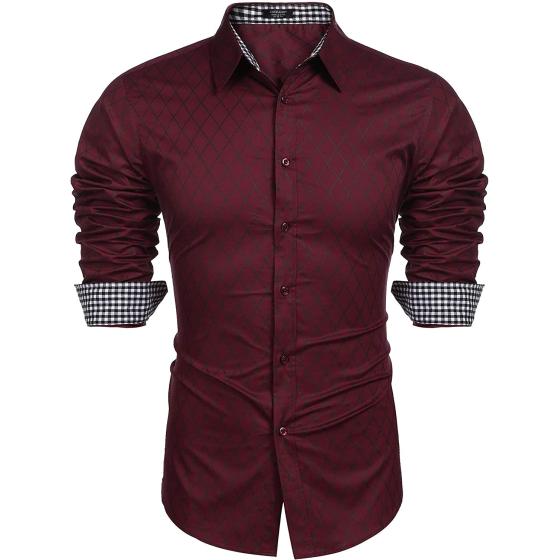 COOFANDY Men's Business Dress Shirt Long Sleeve Slim Fit Casual Button Down Shirt