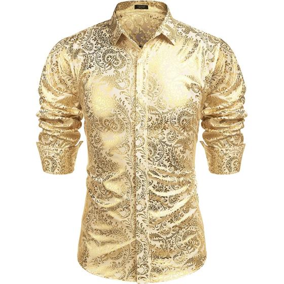 COOFANDY Men's Luxury Design Shirts Floral Dress Shirt Casual Button Down Shirts