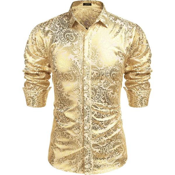 COOFANDY Men's Luxury Design Shirts Floral Dress Shirt Casual Button Down Shirts