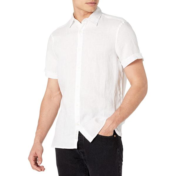 Perry Ellis Men's Short Sleeve 100% Linen Button-up Shirt