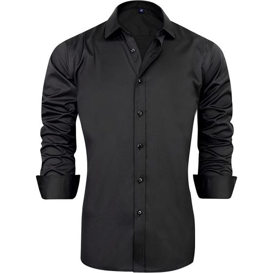 J.Ver Men's Casual Long Sleeve Stretch Dress Shirt Wrinkle-Free Regular Fit Button Down Shirts