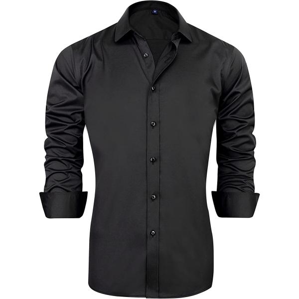 J.Ver Men's Casual Long Sleeve Stretch Dress Shirt Wrinkle-Free Regular Fit Button Down Shirts