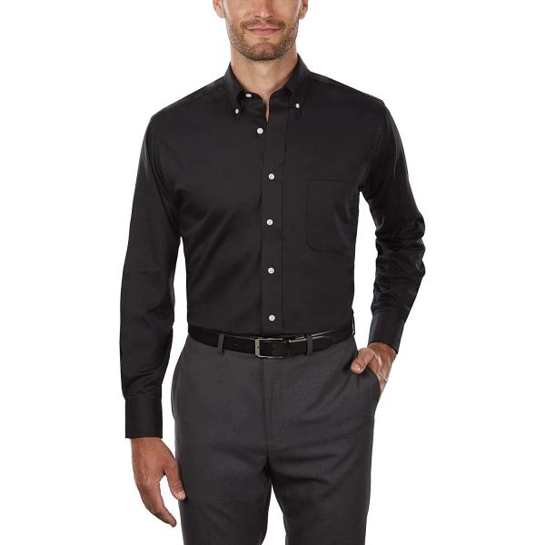 Van Heusen Men's Regular Fit Twill Solid Button Down Collar Dress Shirt